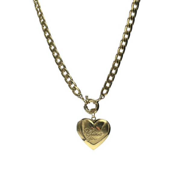 I Love You locket Necklace - detail